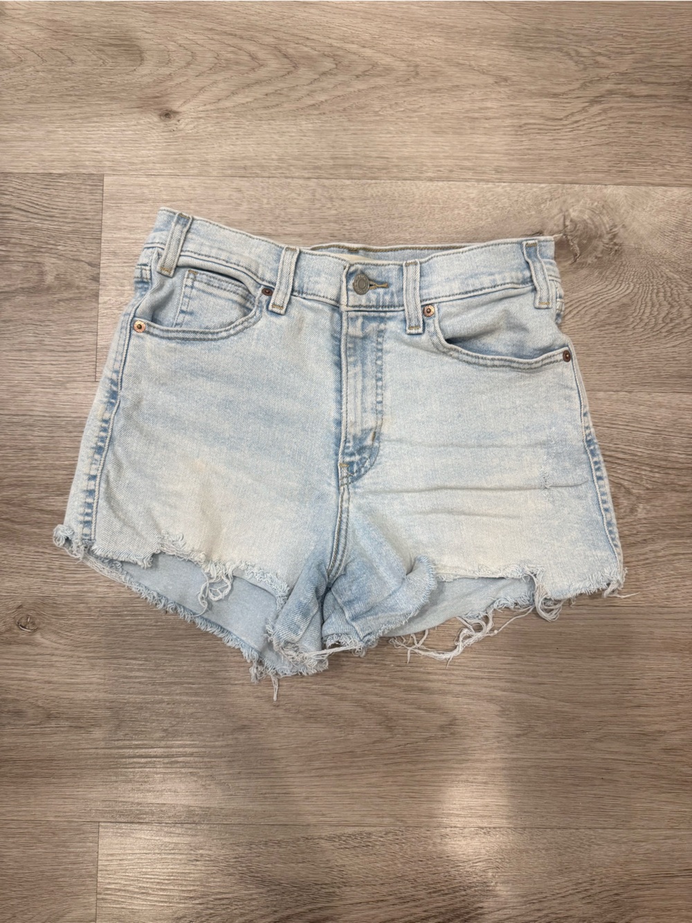 Signature by Levi Strauss Light Blue Distressed Denim Jean Shorts